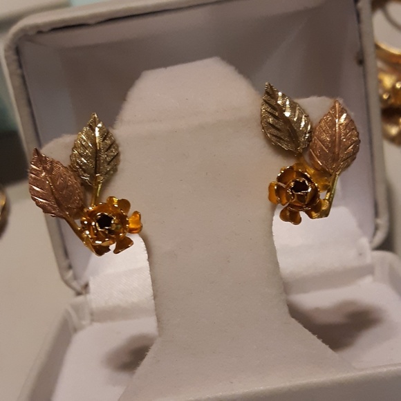 SOLD! Black Hills 12k Gold Screw Bk Earrings - Picture 3 of 8